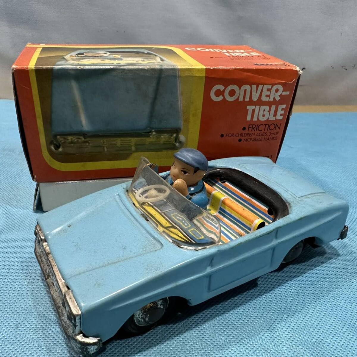 Amazon.co.jp: レトロ品 ブリキ おもちゃ 水色のオープンカー